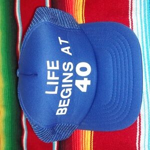 Vintage Life Begins At 40 Trucker Mesh Snapback Hat Blue White